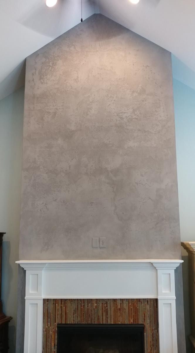 Fresco Lime faux Stone Hearth Wall