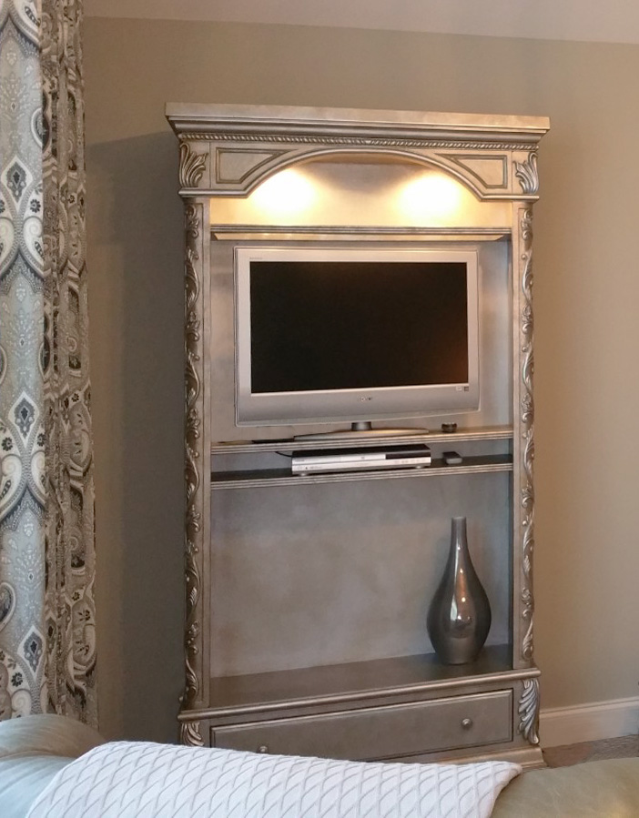 Faux silver furniture piece finish