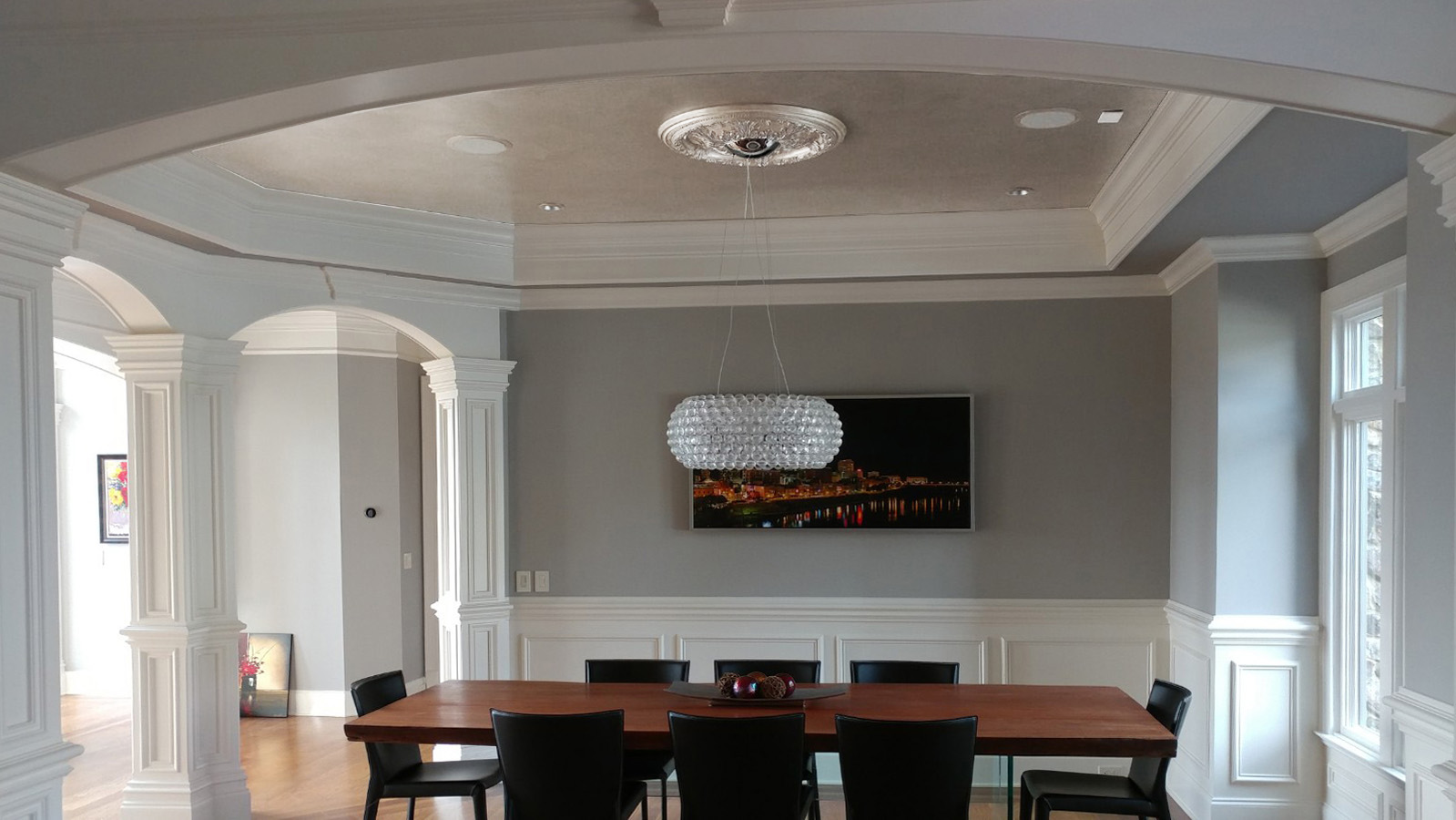 Warm silver metal faux ceiling design