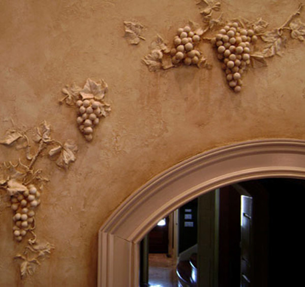 3D Tuscan Grapes - hand plastered custom design