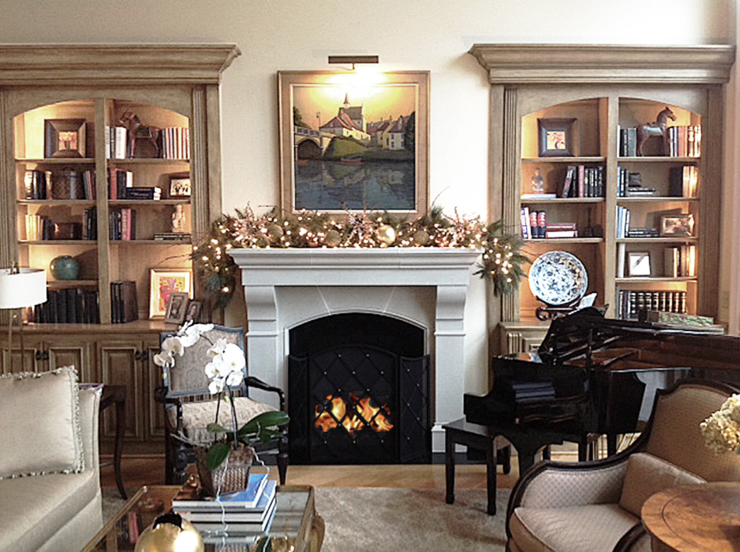 Italian glaze technique was applied to these Brentwood customer's family room's previously painted white built-ins.