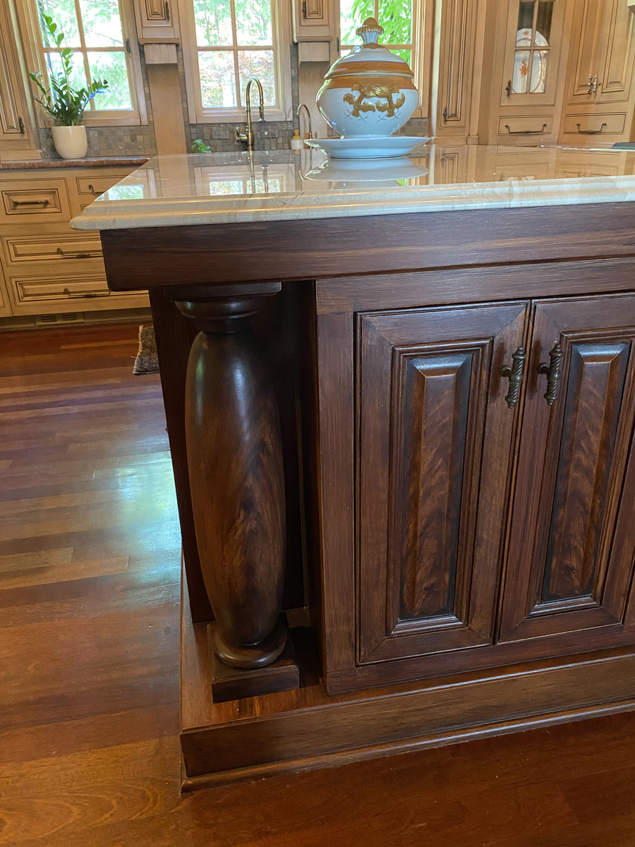 Kitchen Island after faux wood finish