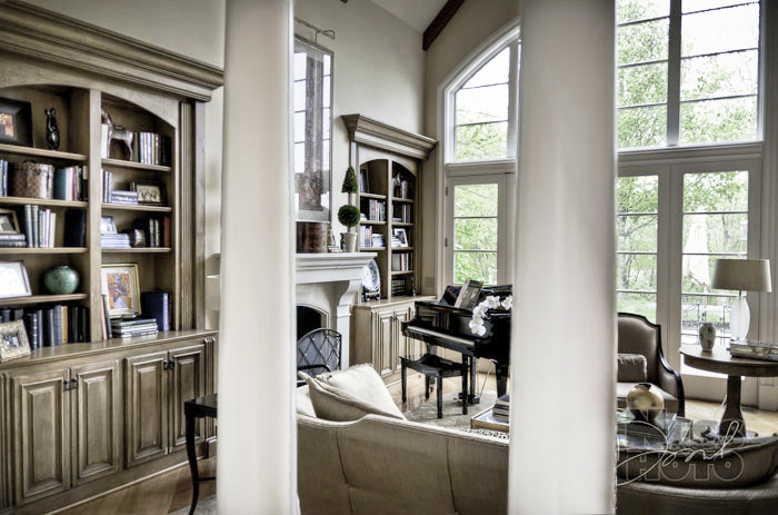 Italian glaze technique was applied to these Brentwood customer's family room's previously painted white built-ins.