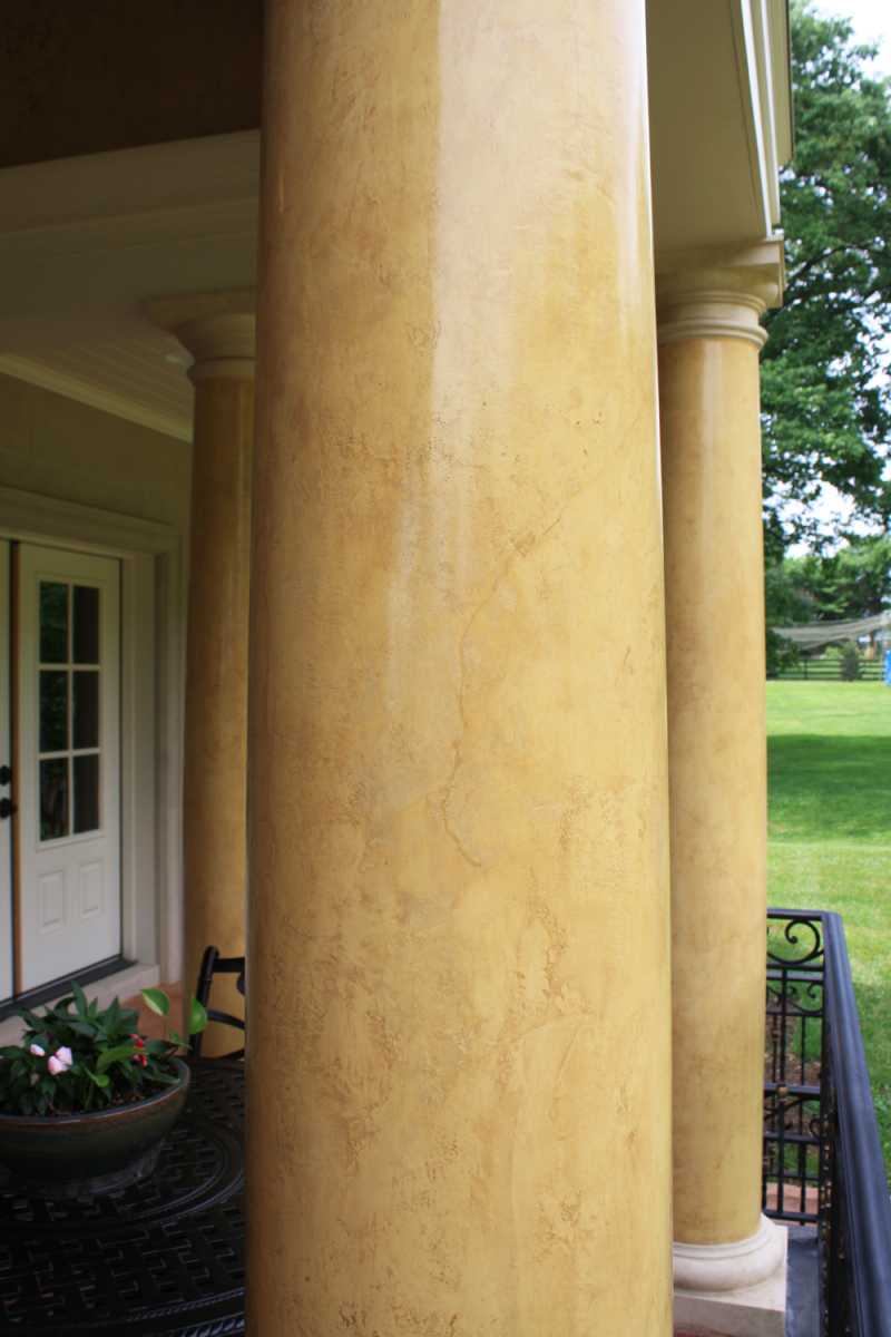 Venetian plaster columns close up