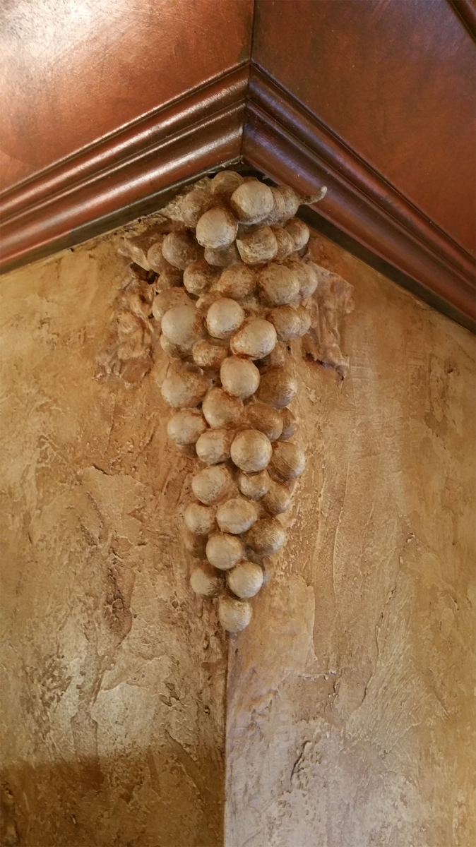 Faux Tuscan Grapes and faux copper ceiling