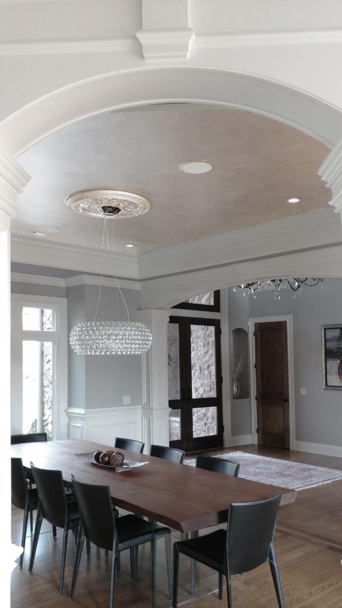 Warm silver metal faux ceiling design