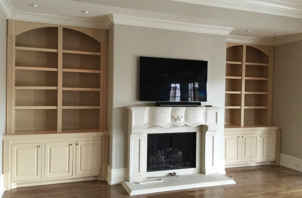 Before - Built-in cabinet wood glaze finish