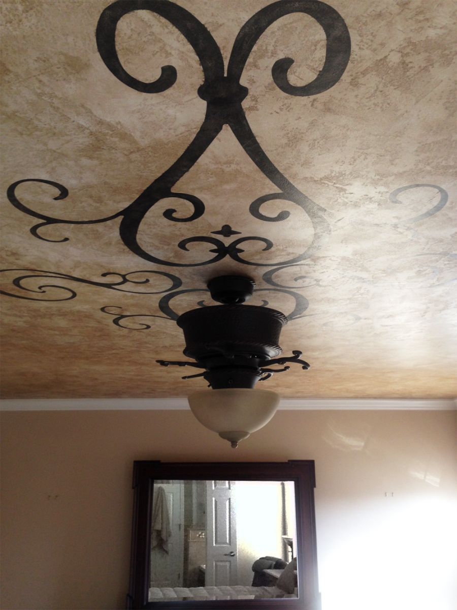 Custom ceiling design over plaster fresco