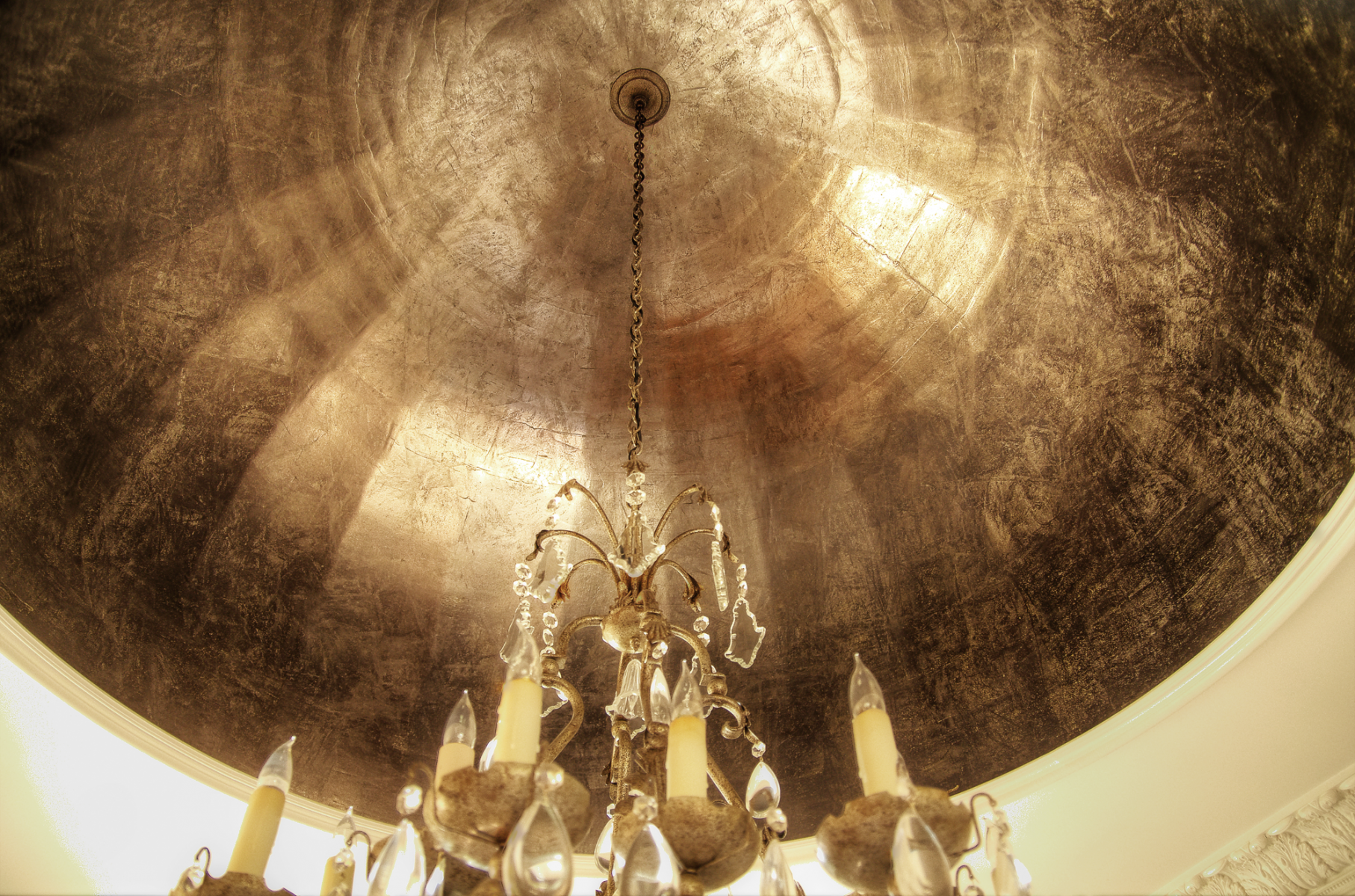 Silver and gold frottage dome ceiling design.