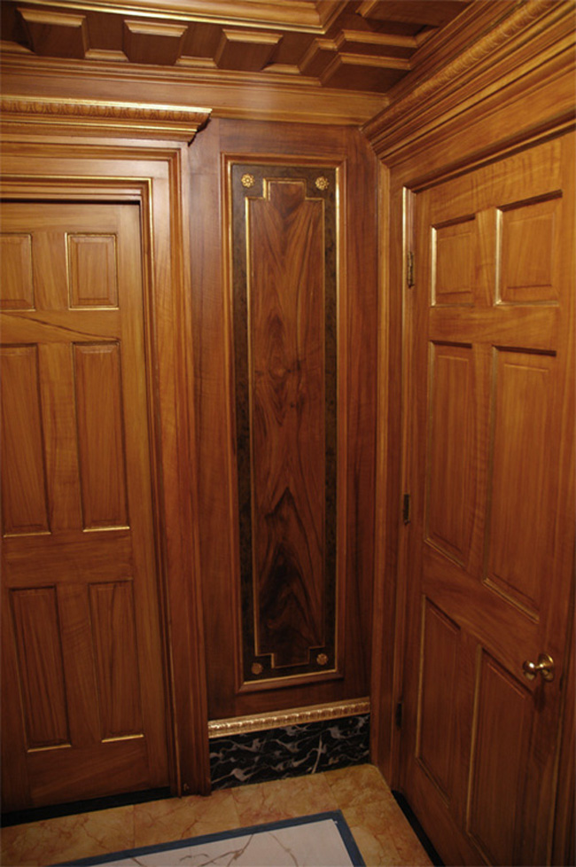 Faux Bois (false wood) at its best and faux marble inlay flooring with gold leaf accents from Andrew Bruckman.