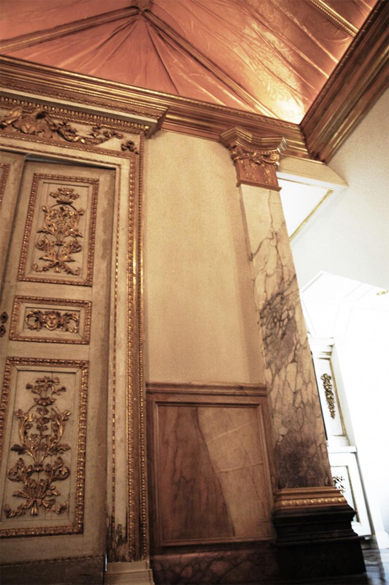 Faux Bois (false wood) at its best and faux marble inlay flooring with gold leaf accents from Andrew Bruckman.