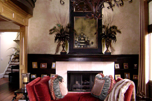 Faux grained black walnut bookcase